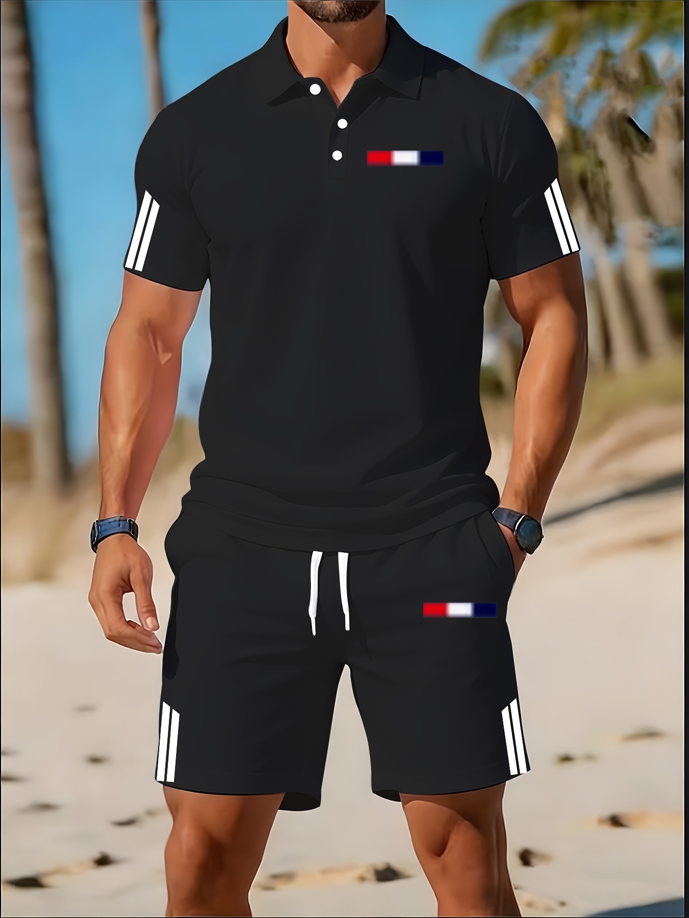 3D Printing Design Free - Conjunto de Camisa Polo Masculina Verão