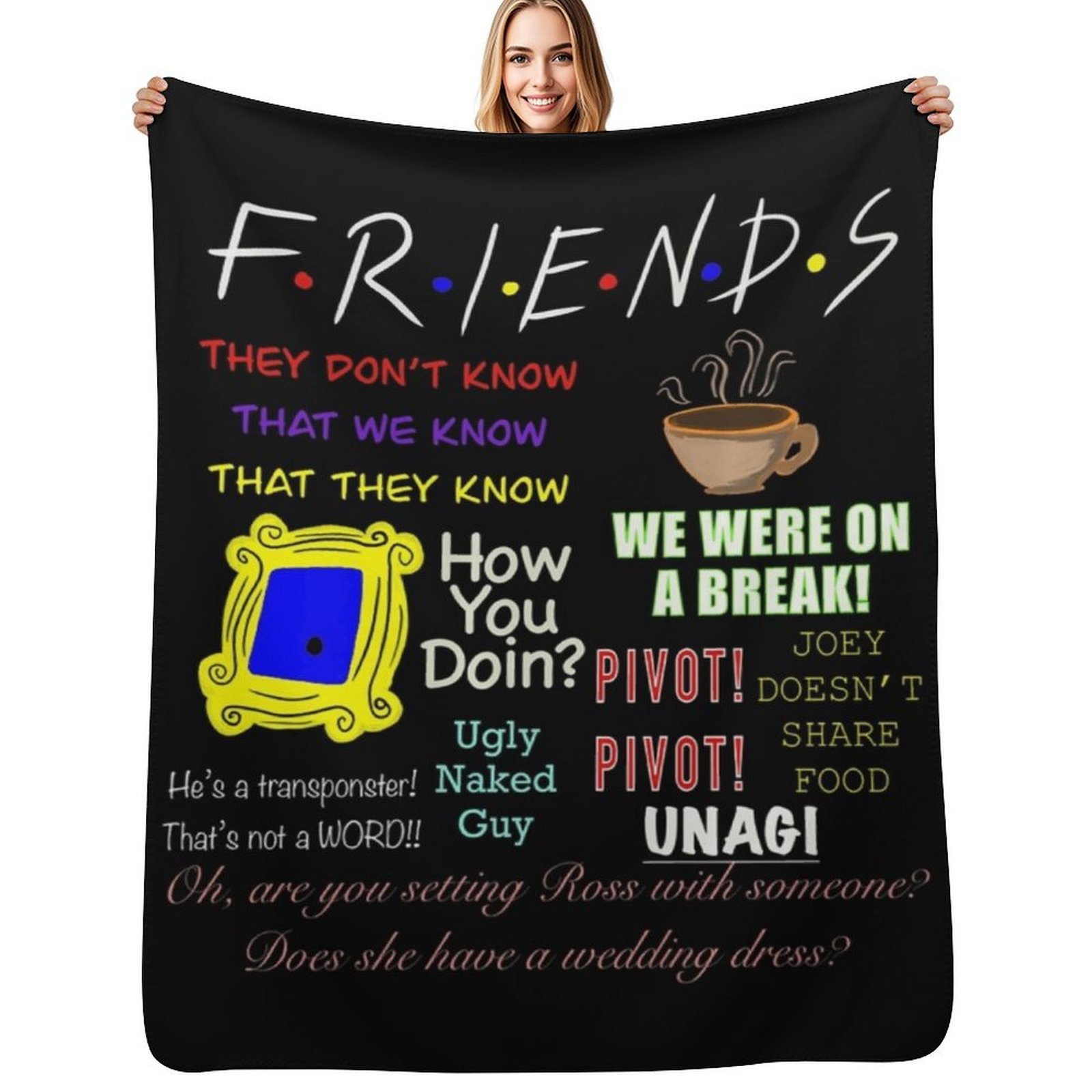 3D Printing Quotes - Cobertor Premium Friends Quotes, Luxuoso, Grosso,