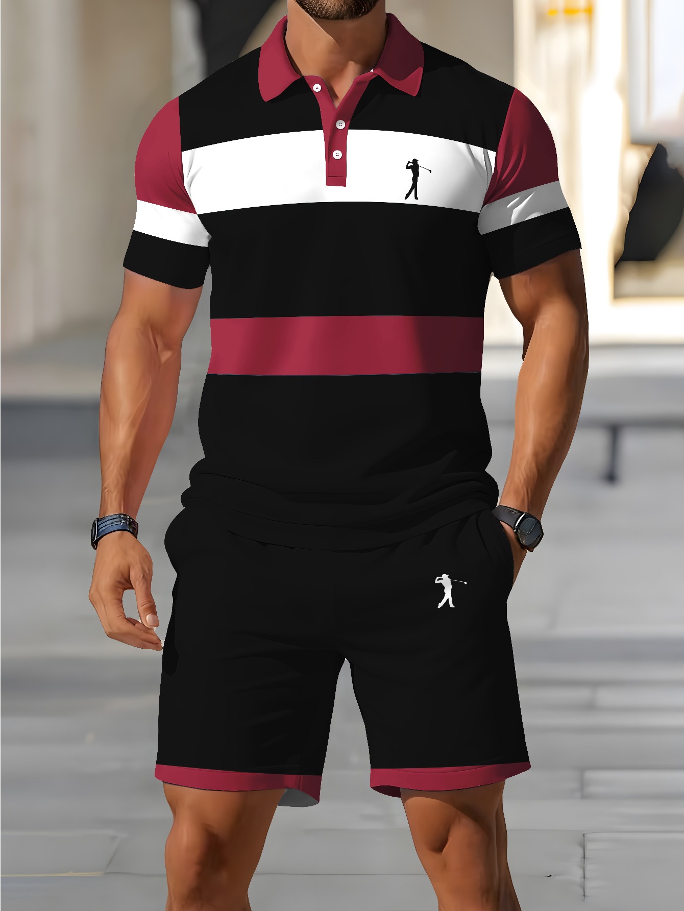 3D Printing Design Free - Conjunto de Camisa Polo Masculina Verão