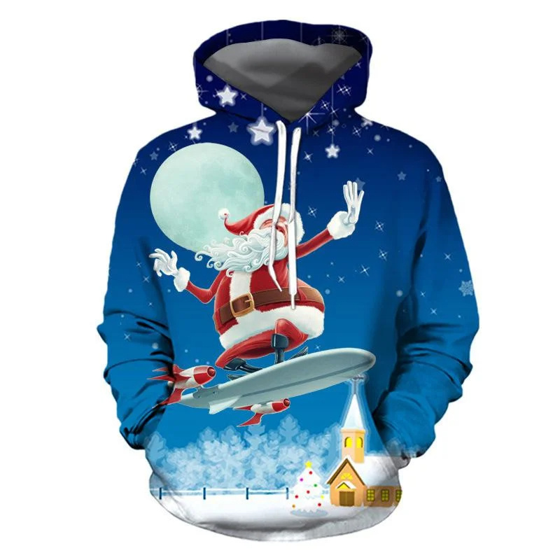 Santa Claus Cat Pattern Hoodie - 3D Printing Rabbit avaliação e preço